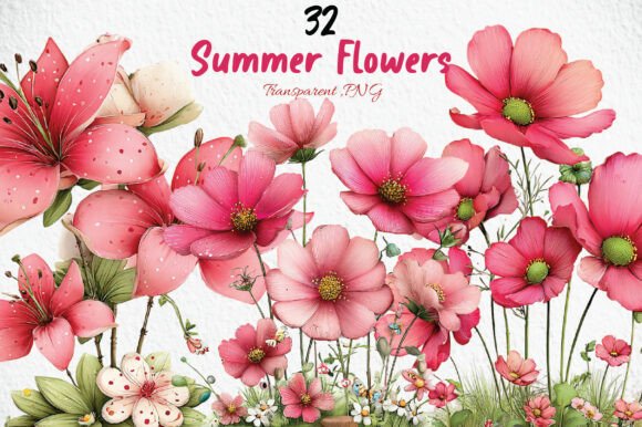 Download Whimsical Summer Flowers Clipart PNG - Summer flowers Collection