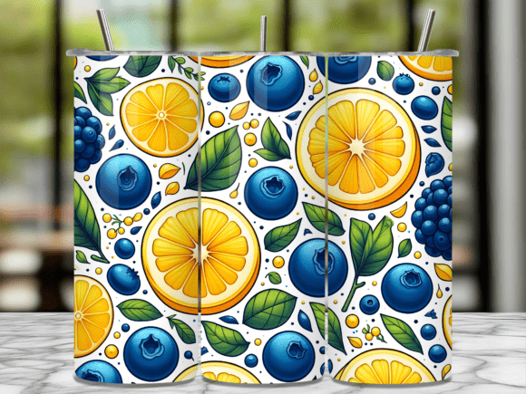 Download Lemon Blueberry Berry Summer Tumbler Png - Summer tumbler Collection
