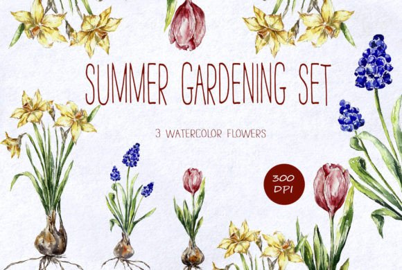 Download Watercolor Summer Flowers Set Clipart - Summer flowers Collection