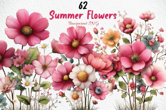 Download Whimsical Summer Flowers Clipart - Summer flowers Collection