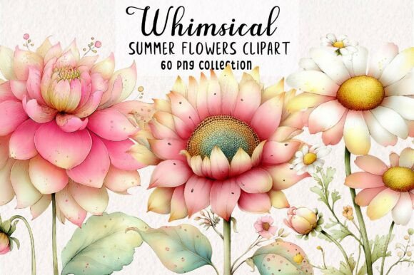 Download Whimsical Summer Flowers Clipart PNG - Summer flowers Collection