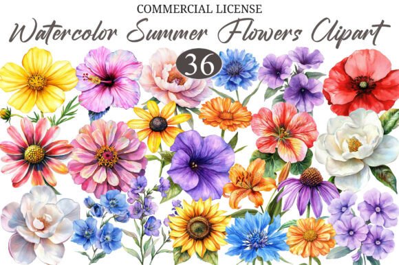 Download Whimsical Summer Flowers Clipart PNG - Summer flowers Collection