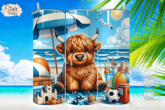 Download Highland Cow Beach Summer Tumbler Wrap - Premium Resources